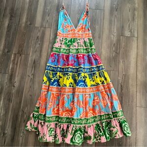 FARM RIO LACE GARDEN MIX MAXI DRESS Sz M